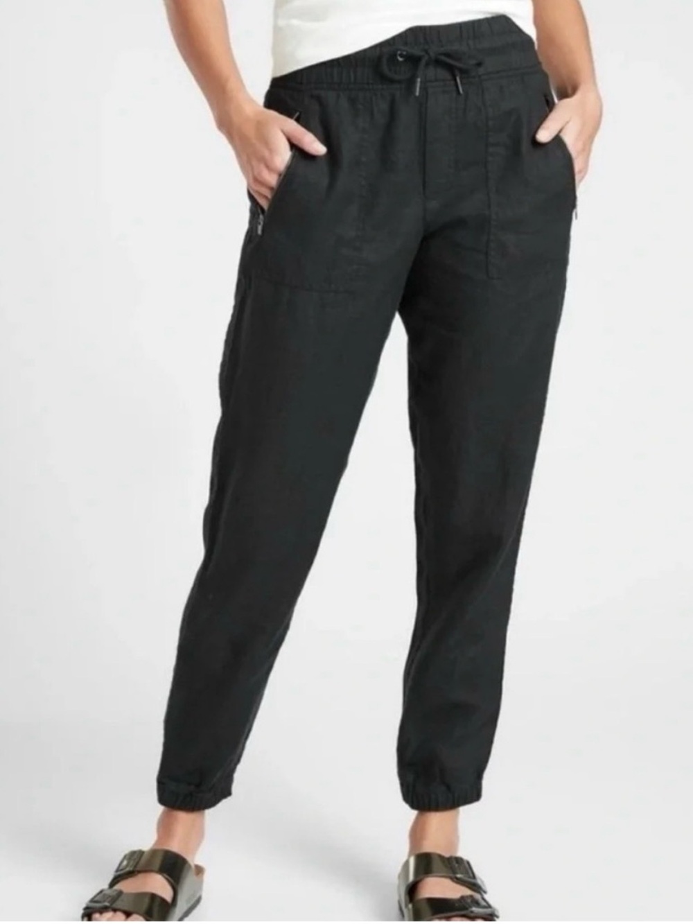 Athleta Cabo Linen Jogger Women’s black joggers size 14